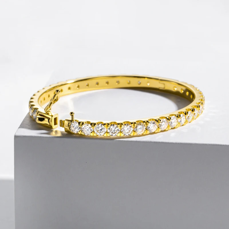 4mm Wide Bracelet Womens Solid Plated 14K Gold 925 Silver Round Full Tennis 240912