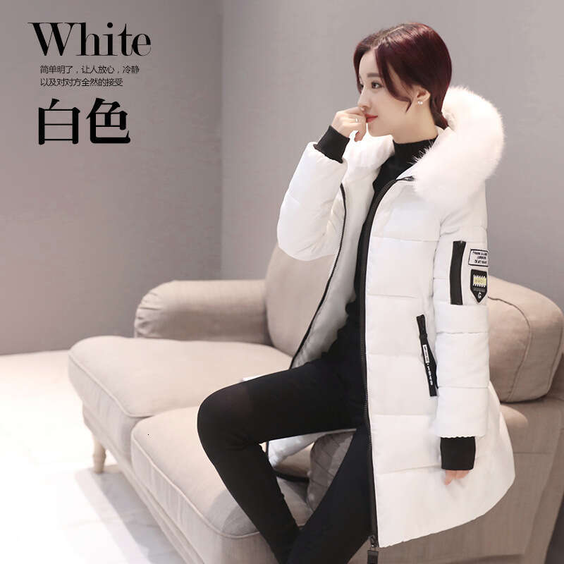 2024 Winter New Korean Edition Fashion Medium Long Large Size Slim Fit Hooded Coat Womens Cotton Jacket