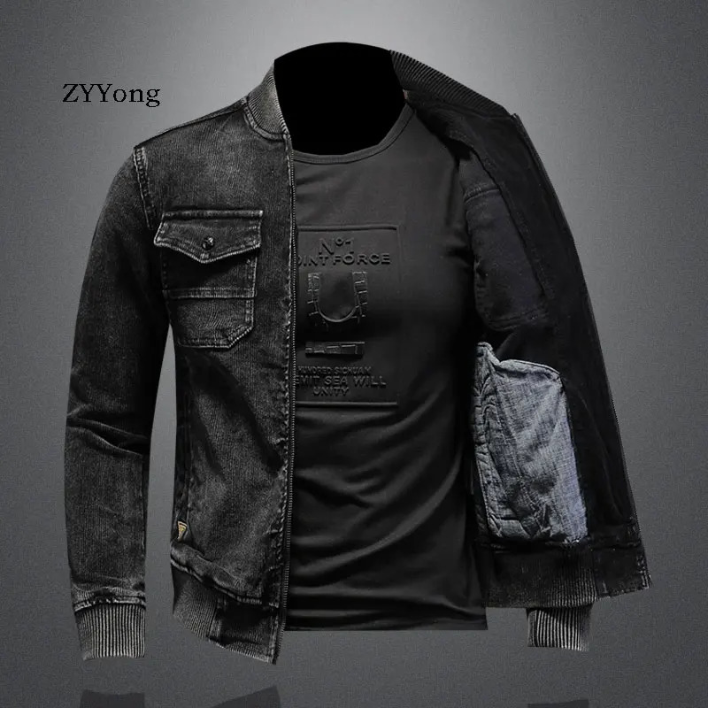 Stand up bomber pilot black Corduroy jacket mens Coats motorcycle ultrathin casual clothing Ropa Hombre 241007