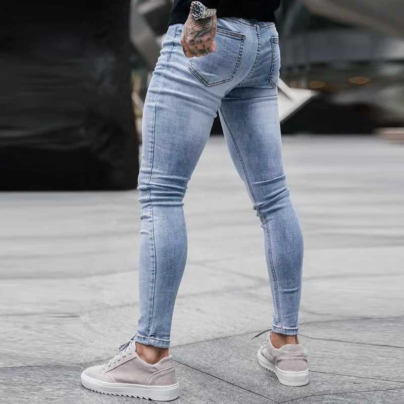 Men Sknny jeans Pencil pant Solid Color Straight Classic Denim Trousers Casual Daily For Office Parties Male Cowboy PantsX241009