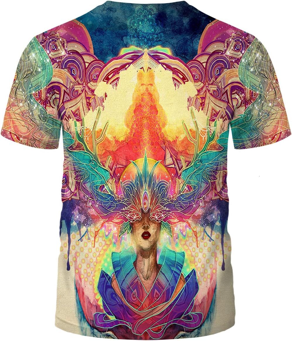 Mens T shirt Psychedelic Ice Dragon T-Shirt for Men 3D Printed Vintage Novelty Tie Dye Tee Top graphic tee Casual tops summer