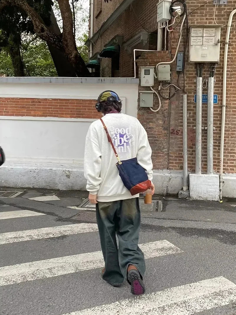 Reddachic Retro Green Mens Laundry Pocket Jeans Casual Wide Legs Adjustable Waist Y2k Pants Street Style Work Clothes Trousers 240929