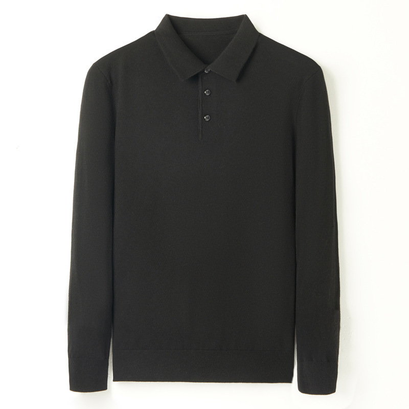2024 New Designer Winter Men's Thin Long Sleeve Middle aged T-shirt with 6 Hairy Collar Solid Color Polo Shirt for Men