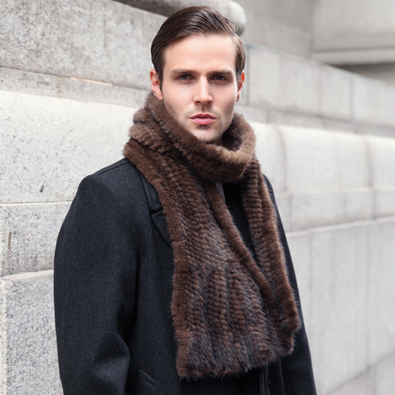 Men Women Shawl Good Gift Genuine Hand Knitted Winter Real Mink Fur Scarf