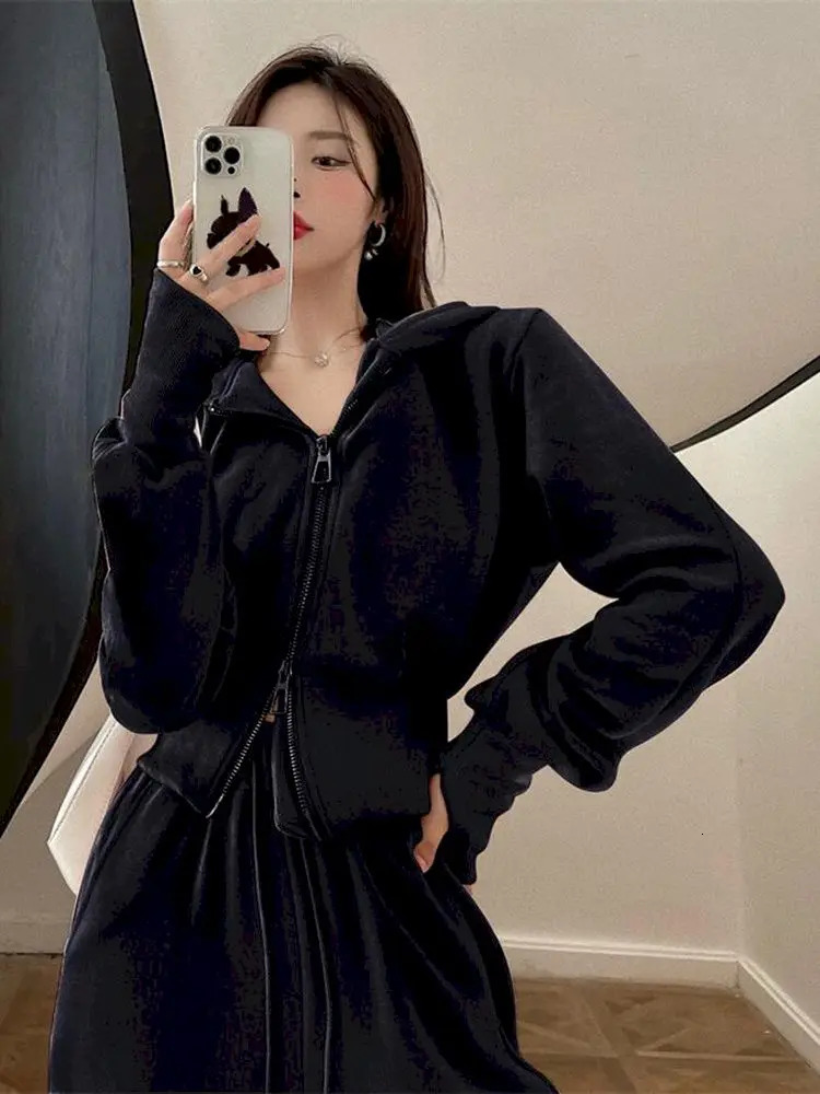 Badypczd Tracksuit Korean version loose sportswear womens spring fashion zipper sweater casual running pants twopiece gym set 241007