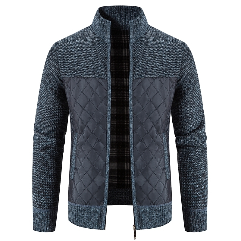 Men Sweater Jacket Fashion Winter Coat Fleece Hoodies High Quality Checkered Hooded Knit Cardigan Male Outer Wear 240914