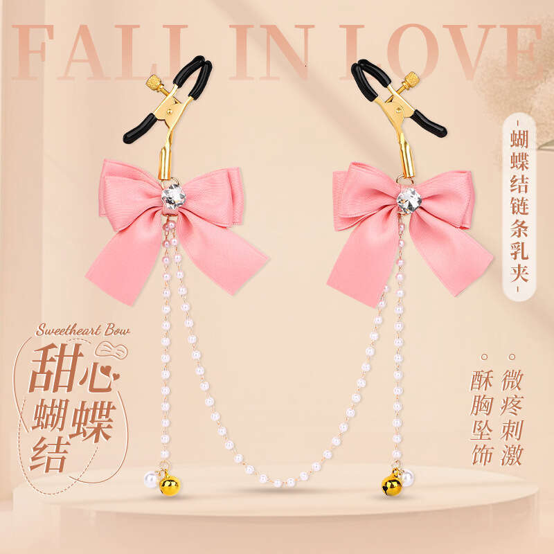 SM Sex Toys Female Masturbation Bell Breast Clip Bow Chain Clitoral Clip Adult Toy Sex Prop