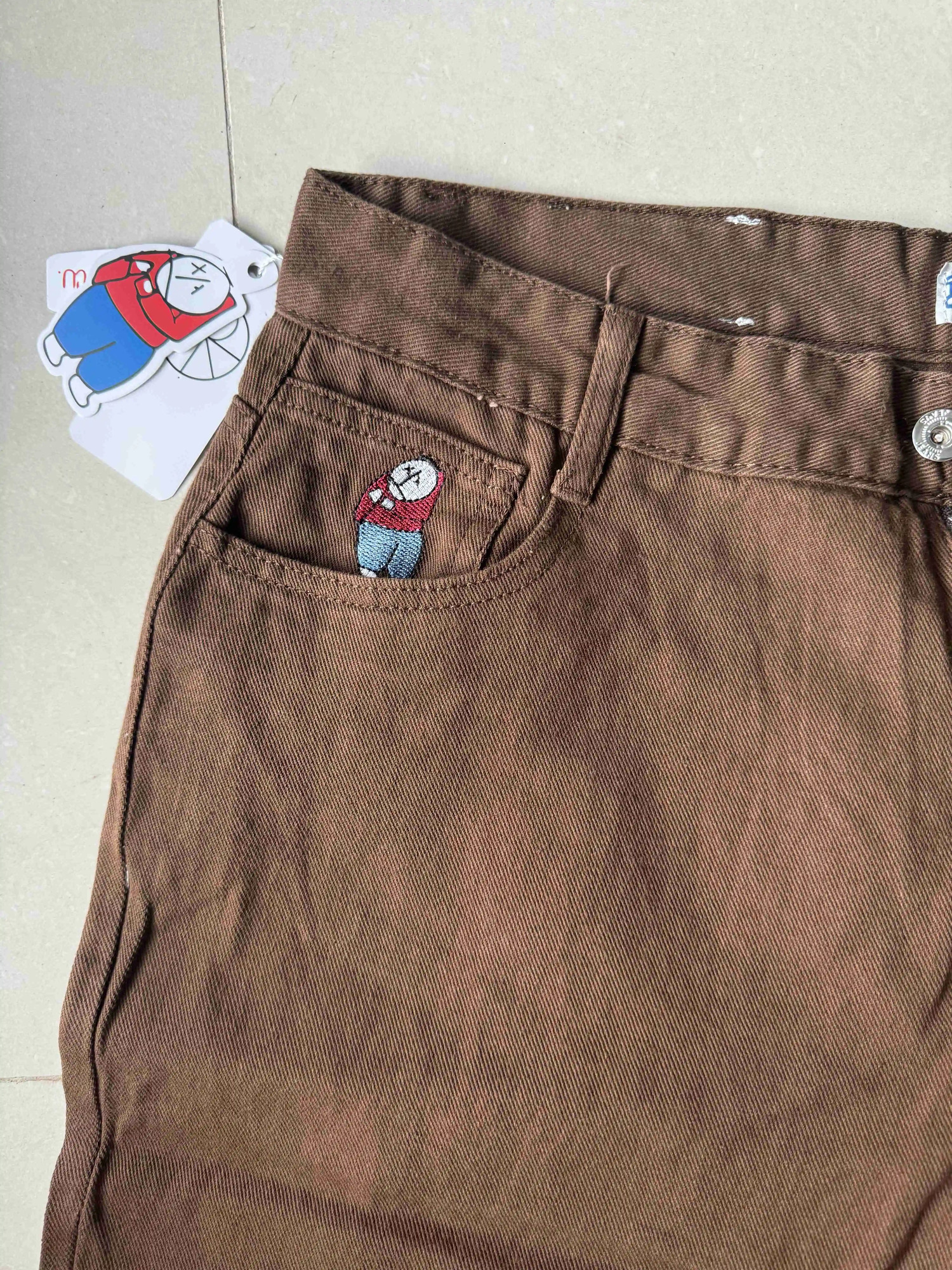 Harajuku Polar Big Boy Baggy Brown Jeans Y2k Pants Mens Gothic Denim Embroidered High Waist Wide Trouser Womens 241009