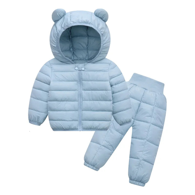Baby Boys Girls Winter Down Coats Pants Kids Light Puffer Padded Jacket Snow Suit Zipper Hooded Infant Warm Outerwear 1-6 Year 241008