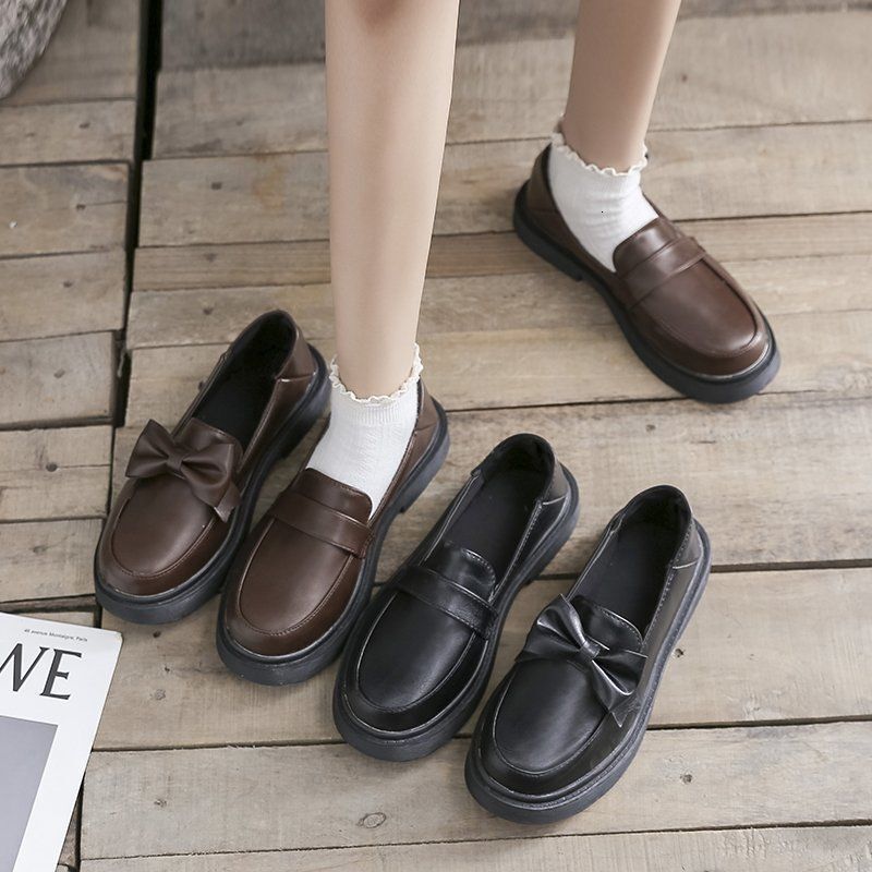 Single shoe women's 2024 spring new British style JK college style small leather shoes with flat bottom bow bow women's shoes