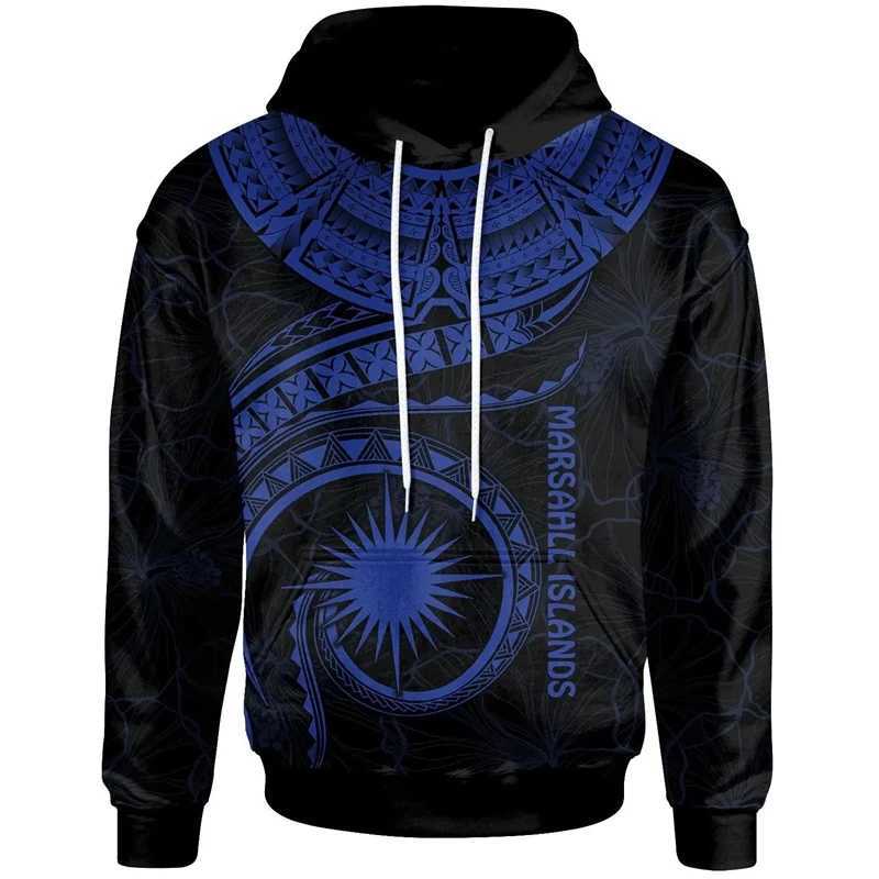 Men's Hoodies Sweatshirts New Fashion Marshall Country Flag Tribal Culture Retro Polynesian Tattoo Tracking Clothing Men and Women 3DPrint Q24100