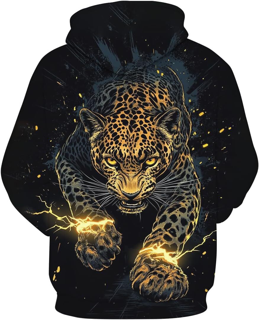 Hoodie for Mens Womens Mens Cool Animal Print Hoodies Novelty 3D Leopard Hooded Sweatshirt Street Fashion Long Sleeve Shirt Graphic tracksuit