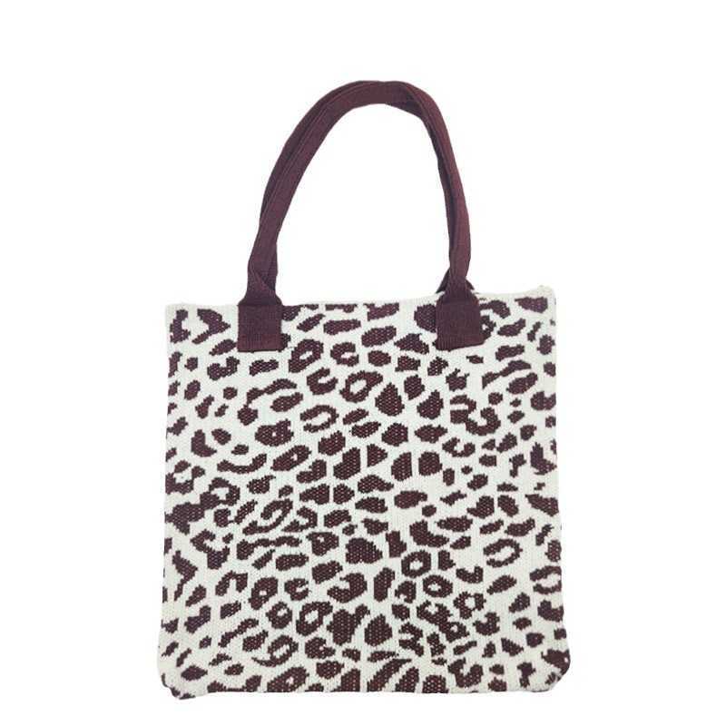 CMM Knitted Leopard Print Shoulder Bag Niche Design Handbag Casual Outdoor Woven Bag Famous Shopping Bag Underarm Bag