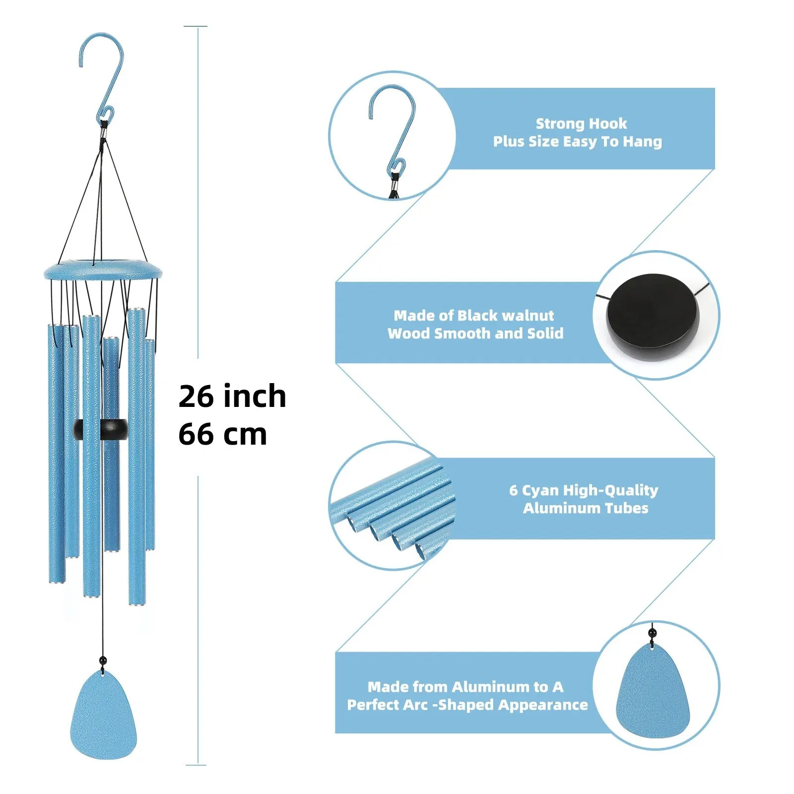 26 inch outdoor wind chimes create an atmosphere for outdoor decoration on the porch and balcony of the farmhouse terrace garden 241008