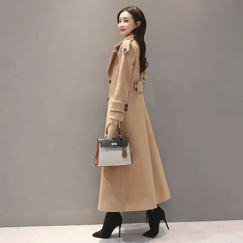 2024 Autumn Winter New Korean-style Slimming Woolen Coat Womens Thickened Jacket Long Overcoat Slim Fit For Chilly WeatherX241009