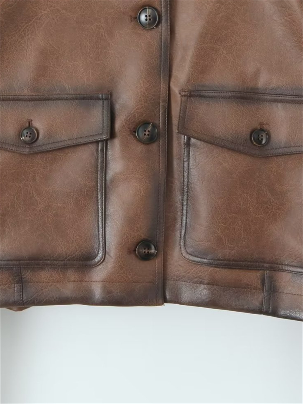 ZACK RAIN Women 2023 Autumn Fashion Ladies Casual Comfortable Single-Breasted Long Sleeves Leather Jacket For Female Coat