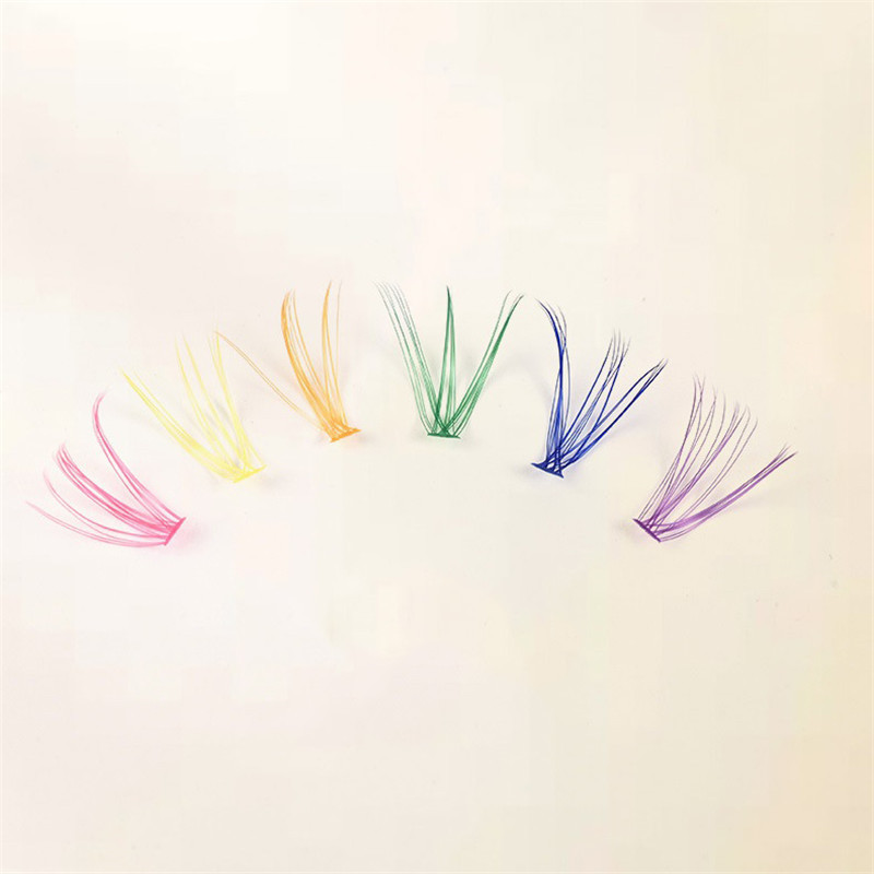 Colored Lash Clusters Individual Lashes 10mm 12mm 14mm 16mm Mixed 6 Colors Rainbow DIY Eyelash Extension Colorful Cluster Lashes Pack