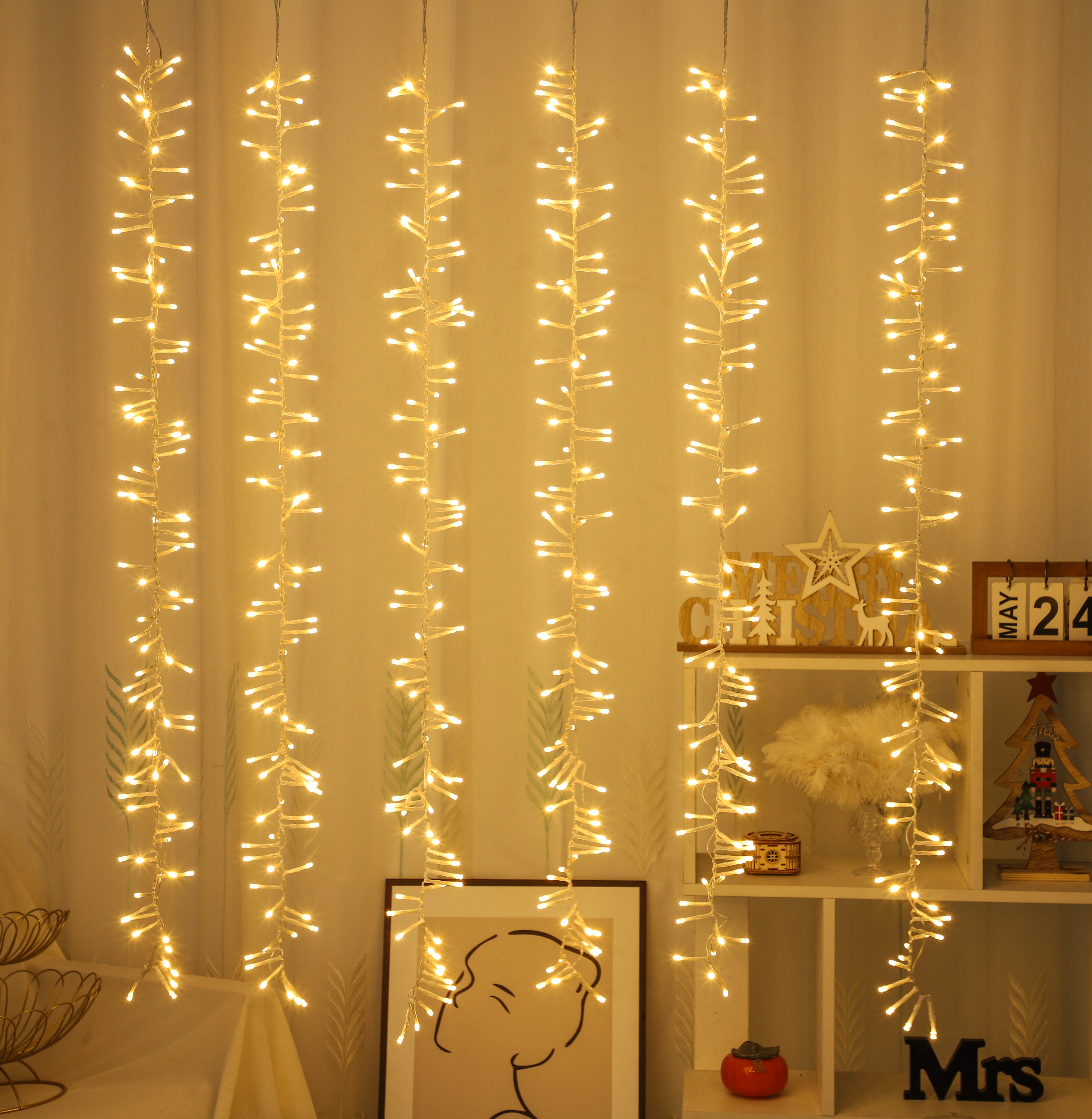 Outdoor Waterproof LED Christmas Light String with Fireworks Design - Festive Atmosphere Lighting