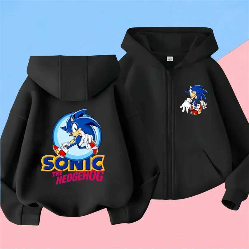 Hoodies Sweatshirts Boys Girls Clothing Casual Sonic zipper Hoodie Set s 2pcs Sets Autumn Toddler Cartoon Hooded +pants Tracksuit Clothes S241095