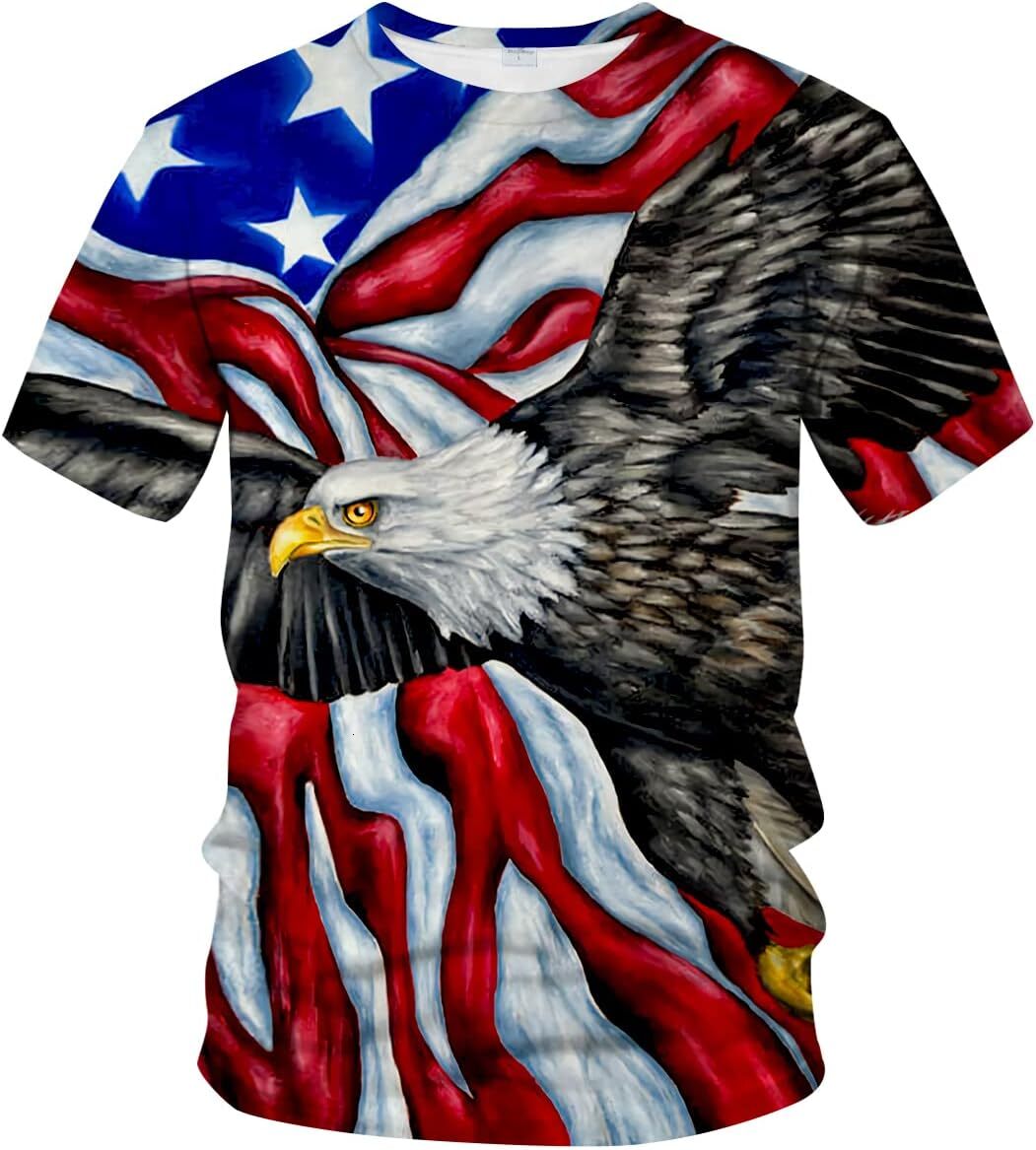 Mens T shirt Men's Bald Eagle T-Shirt Summer Short Sleeve Tees Tops Animal Theme Shirts Realistic Graphic graphic tee Casual tops summer cool nic