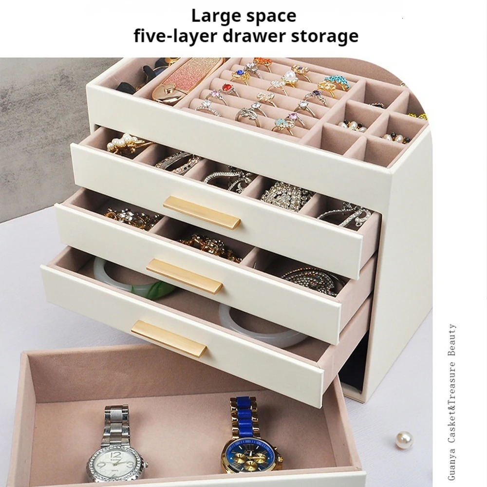 5-layer jewelry manager display travel jewelry box travel portable jewelry box PU storage manager earring holder 240924
