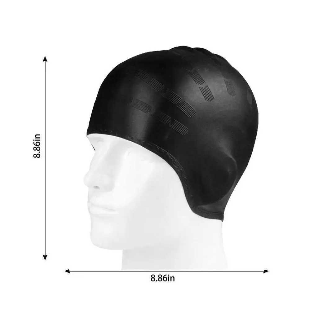 New waterproof swimming cap for men and women with long hair silicone ear protector large youth chloroprene rubber adult swimming cap CL241009