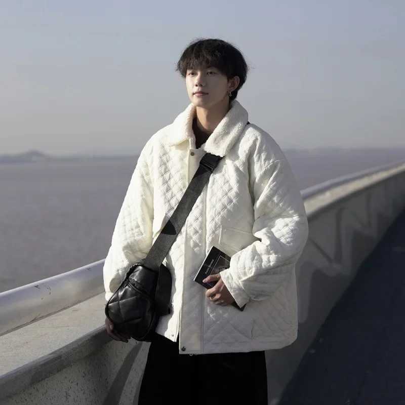 Winter Down Jacket Hong Kong Style Fashionable Loose Fit Oversized Thickened Mens Clothing LX241009