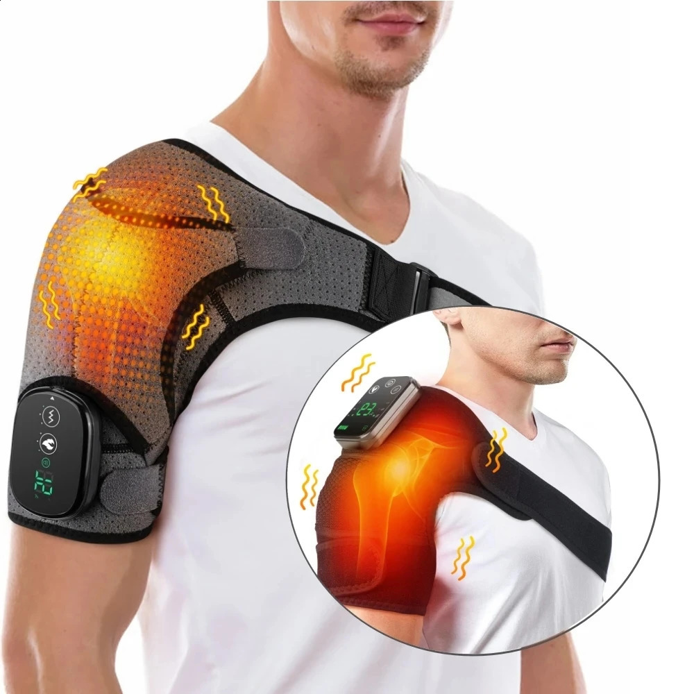 Electric heating pad shoulder vibration massager physical for arthritis joint pain relief with elbow support bracket packaging 241008