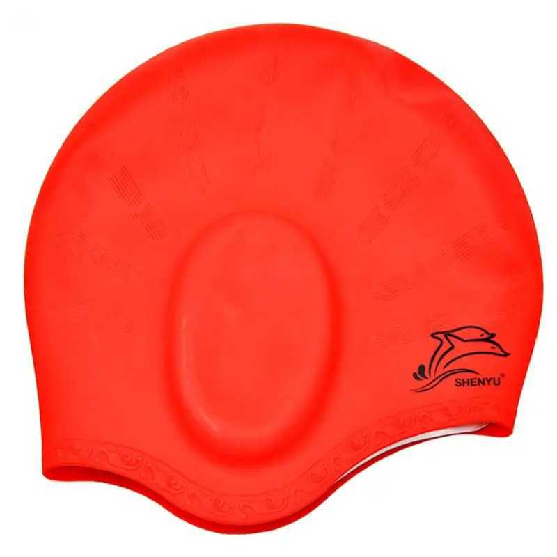 New unisex ear cushions silicone swimming pool cap for adults waterproof swimming cap hot selling CL241009