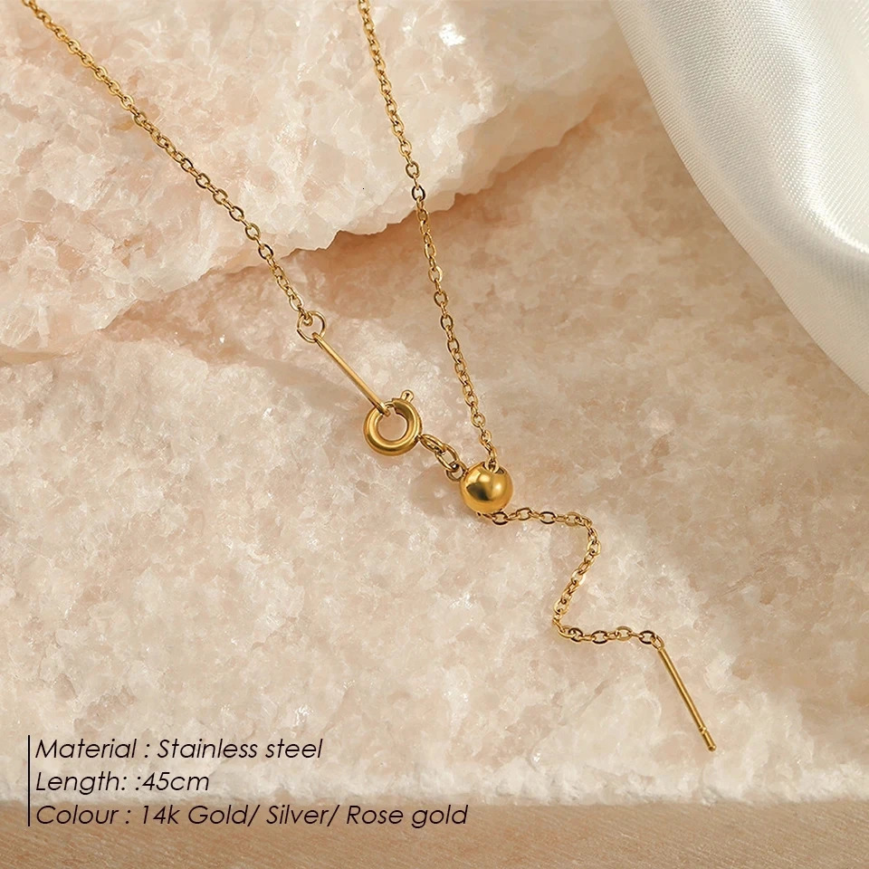 Visunion 10 piece long pendant necklace stainless steel Dainty chain necklace 240929