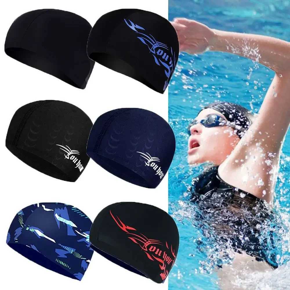 Mens swimming cap womens elastic nylon earmuffs long hair swimming pool cap ultra-thin shower cap CL241010
