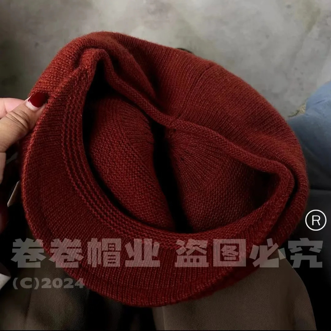 XXL Big Head Size 56-63cm Street Retro Forward Hat UK Beret Fashion Knitted Look Small Face Hat Y2k 241007