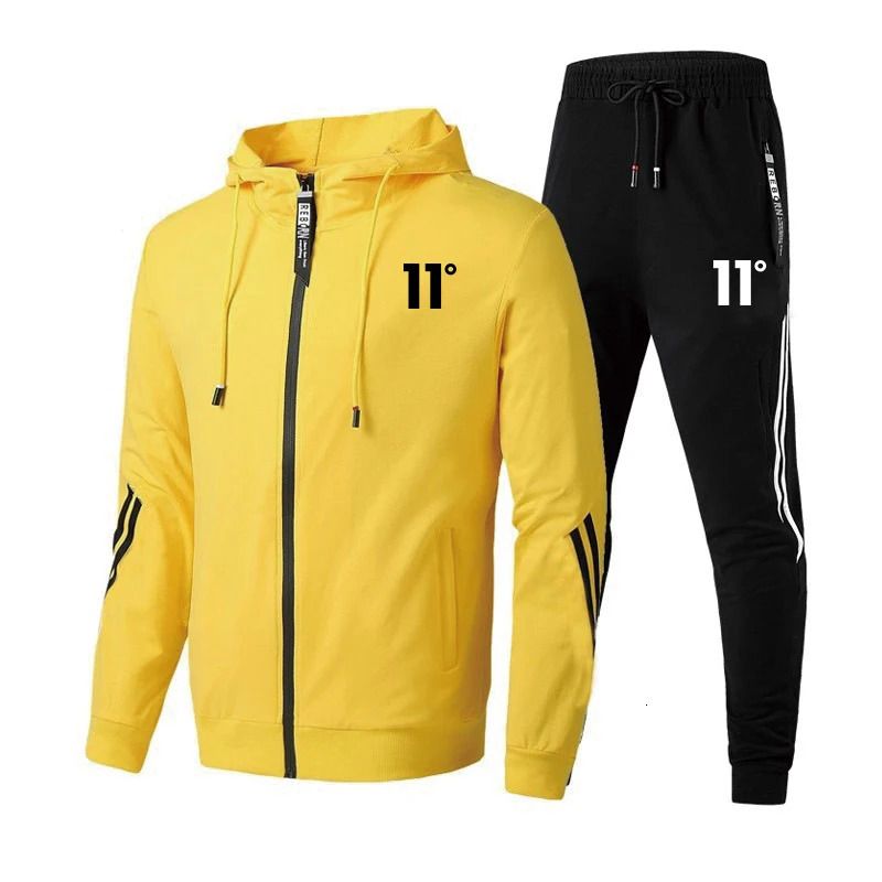 Mens sportswear printed casual hooded sweatshirtslim pants 2-piece set autumn fashion warm streetwear zipper jacket set 241009