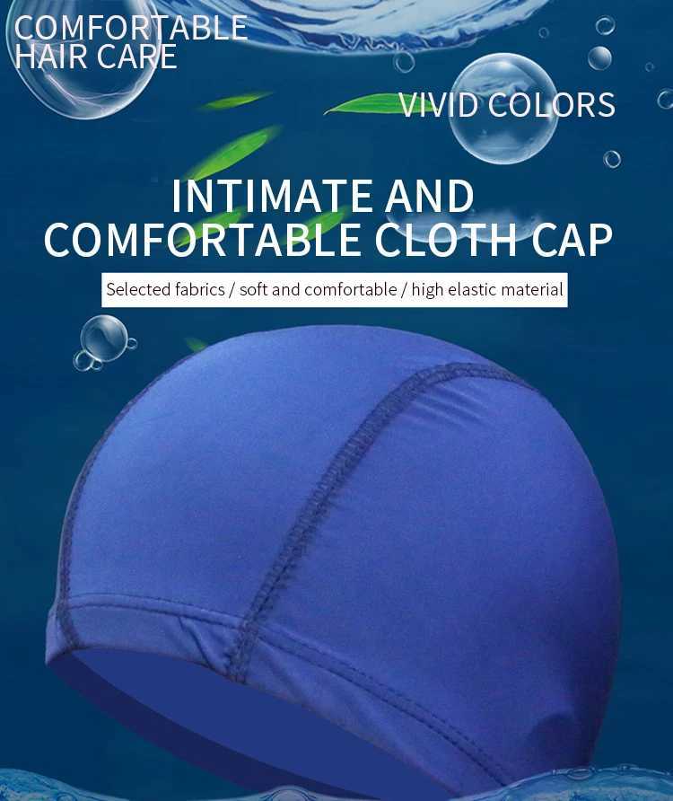 Swimming cap elastic waterproof PU fabric protects ears long hair sports swimming pool cap free size CL241009
