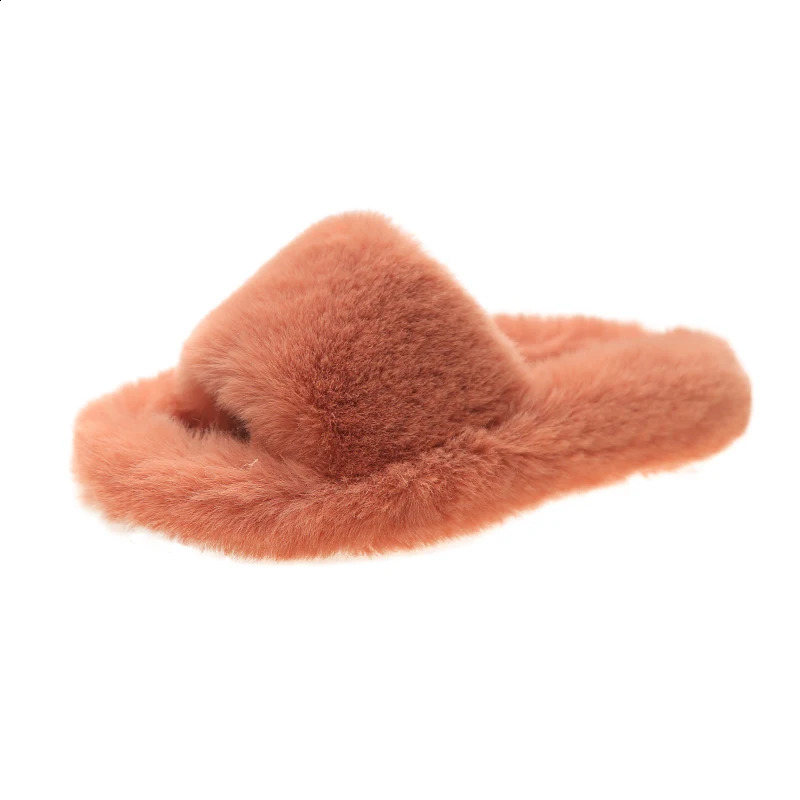 Faux Fur Home Slippers Fluffy Women Shoes Slides Comfort Furry Flat Sandals Female Cute Indoor Slippers for Woman Flops 240927