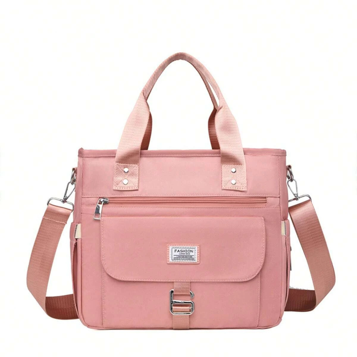 Fashionable womens insulated lunch handbag with large opening temperature control and detachable shoulder strap 241008