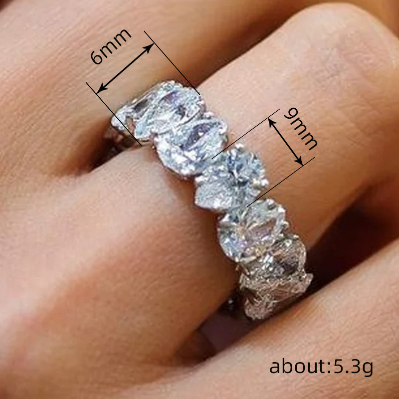Choucong Sparkling Wedding Rings Luxury Jewelry 925 Sterling Silver Fill Water Drop 5A Cubic Zircon CZ Diamond Gemstones Party Women Engagement Band R
