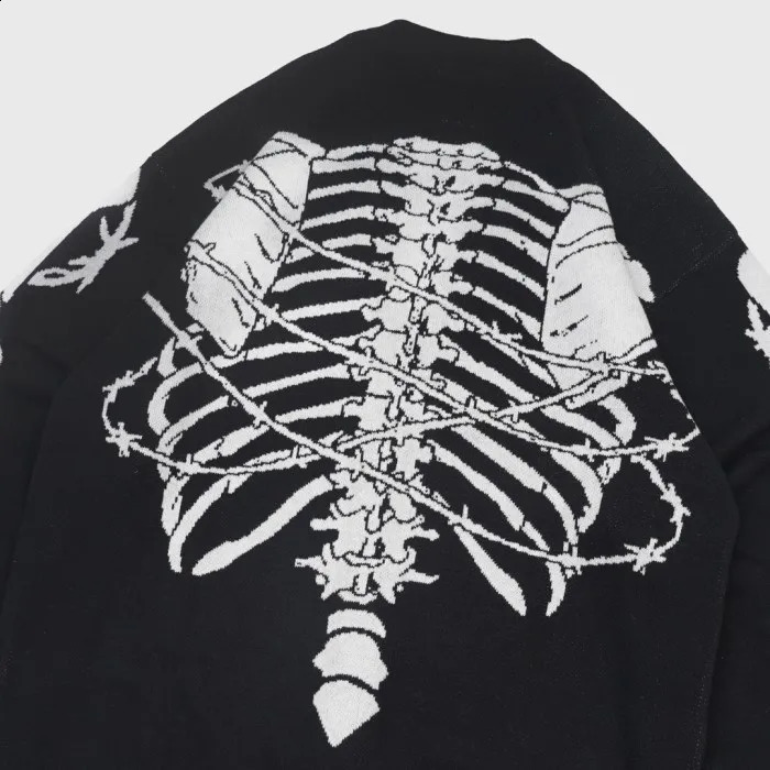Y2k Tops Harajuku oversized cardigan womens clothing suede leather fashionable skull print casual knitted sweater jacket handle women 241007