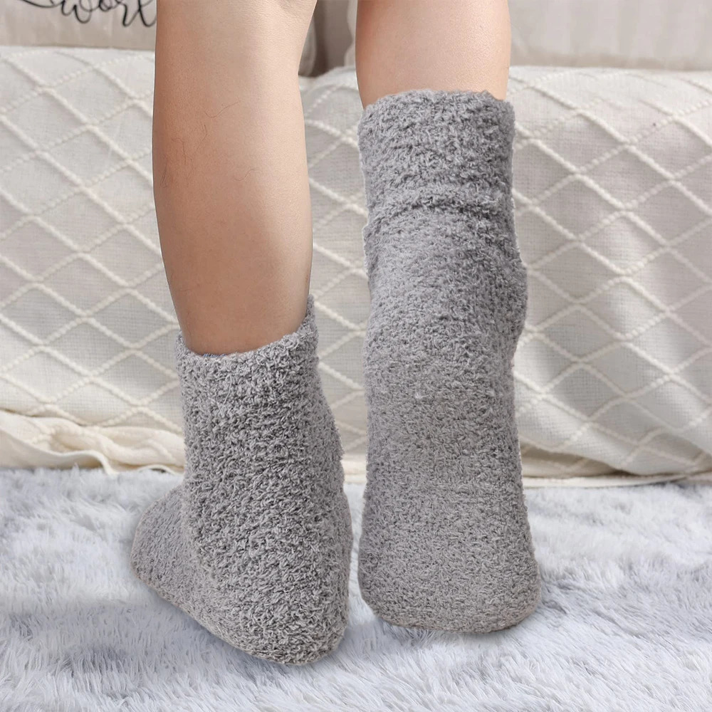 Winter Warm Thick Socks Fashion Coral Fleece Fluffy Solid Color Loose Sleep Mens Short Bed Shorts High Quality Calcium 241009