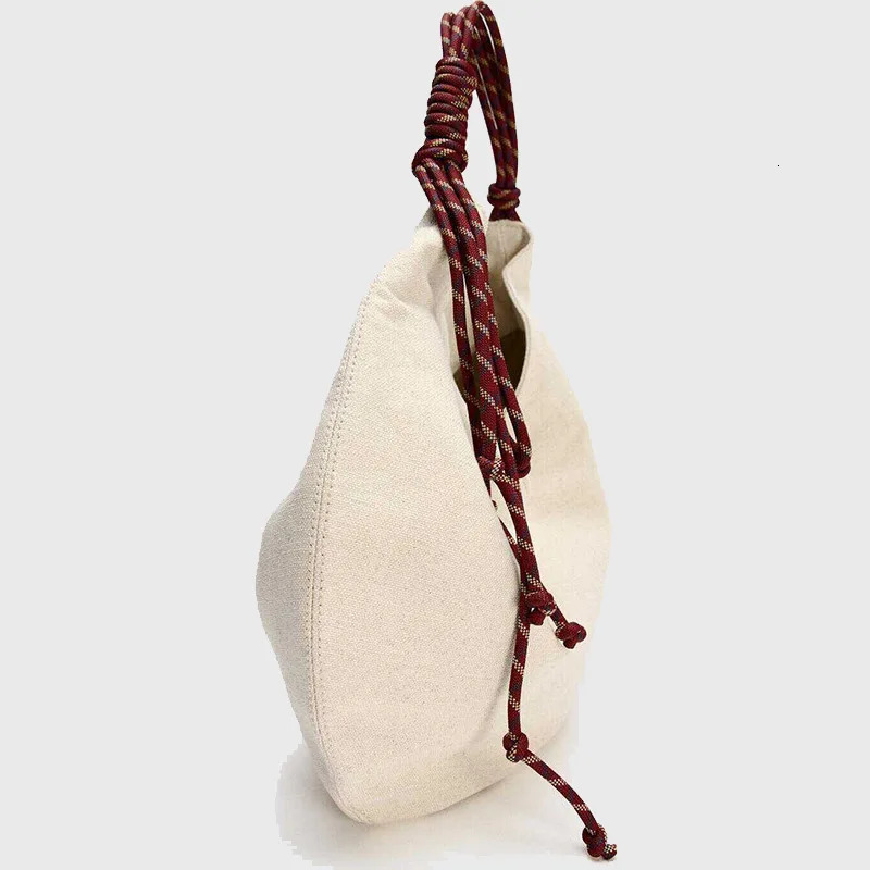 Casual canvas handbag womens shoulder bag large capacity ner rope shopper wallet half moon cloud 241008