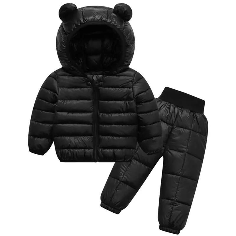Baby Boys Girls Winter Down Coats Pants Kids Light Puffer Padded Jacket Snow Suit Zipper Hooded Infant Warm Outerwear 1-6 Year 241008