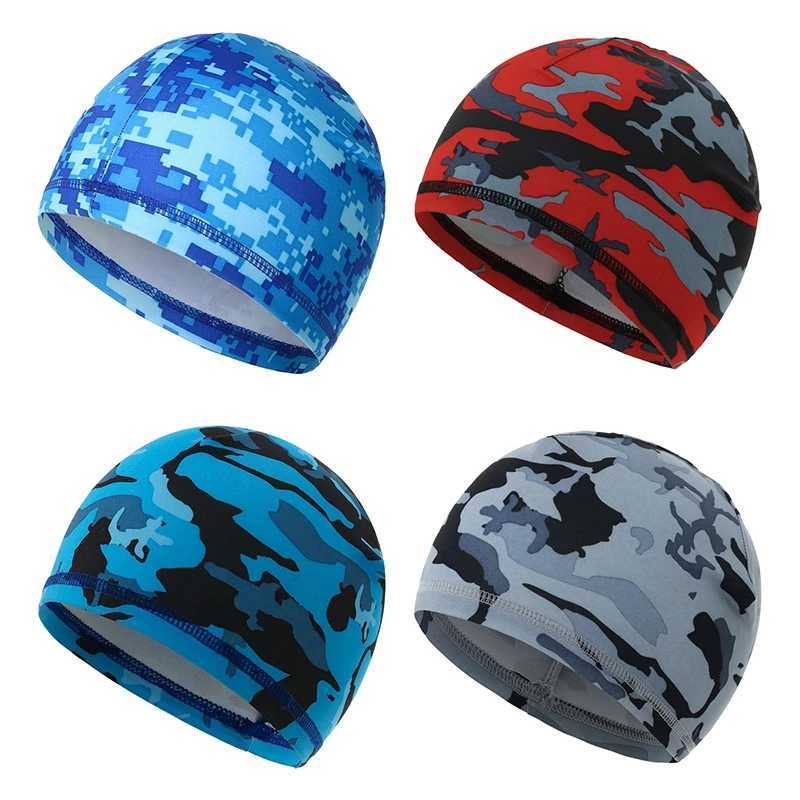 Summer swimming cap plus size adult earmuffs long hair cover outdoor sports shower cap brushless turbo beach cap camouflage CL241009