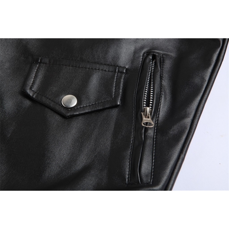 Men PU Leather Jacket Motorcycle Fashion Slim Fit Leather Coat 240914