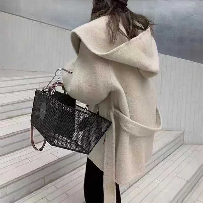 2023 Winter Jacket Women Thick Warm Loose Style Hood Luxury Casual Double -sided Wool Blends Ladies Miss Leisure Woolen CoatX241009