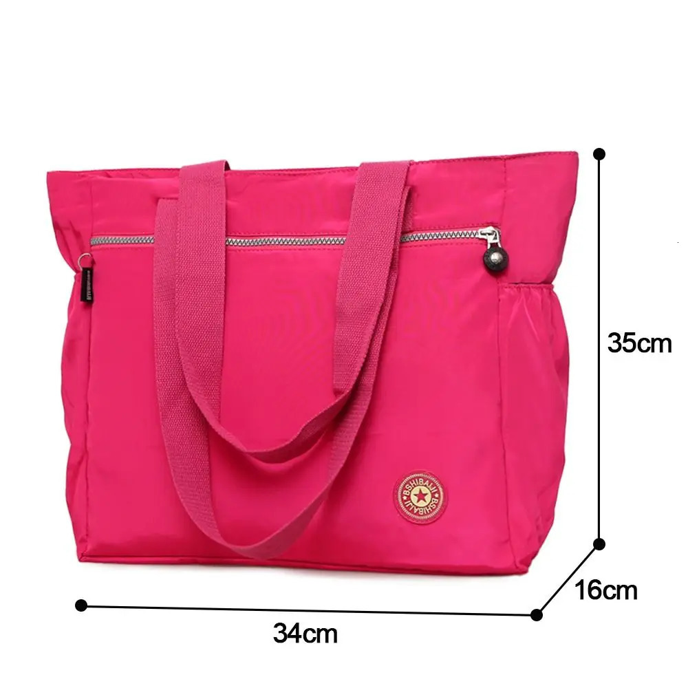 Womens nylon handbag fashionable handbag large capacity shopping bag solid color womens wallet shoulder bag 241008