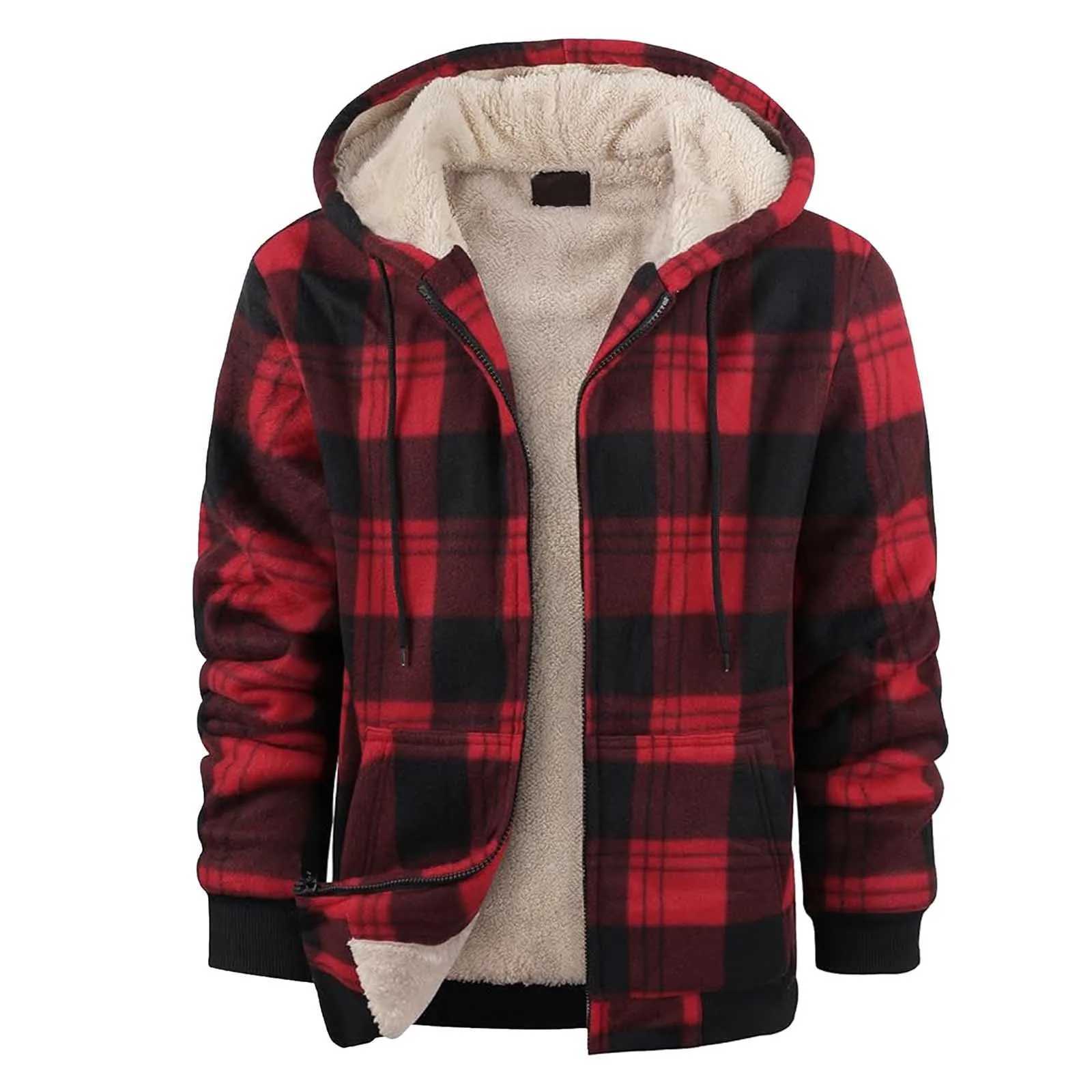 Mens Shirts Classic Plaid Casual Button Down Hooded Long Sleeved Double Pockets Shirt Hoodie Flannel Jacket Spring Autumn Tops LX241009