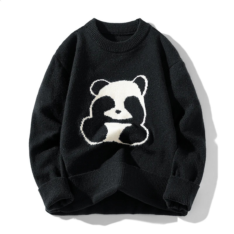 Panda printed sweet mens autumn and winter fashion versatile couple clothing loose elastic warm sleep pullover 241007