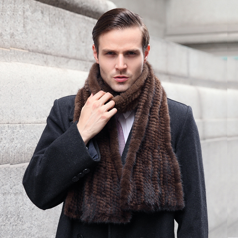 Men Women Shawl Good Gift Genuine Hand Knitted Winter Real Mink Fur Scarf