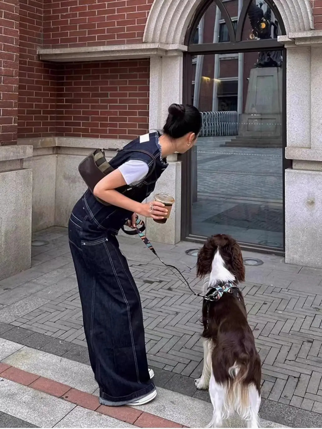 Korean fashion clothing retro denim twopiece set womens springsummer vest weight loss shorts wide leg pants 241008