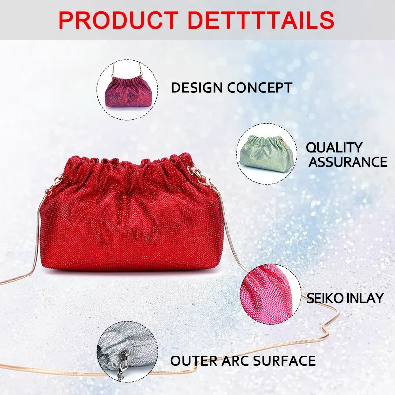 Latest ladies dinner bag wedding wallet Christmas party gift cross shaped body crystal rhinestone night 241008